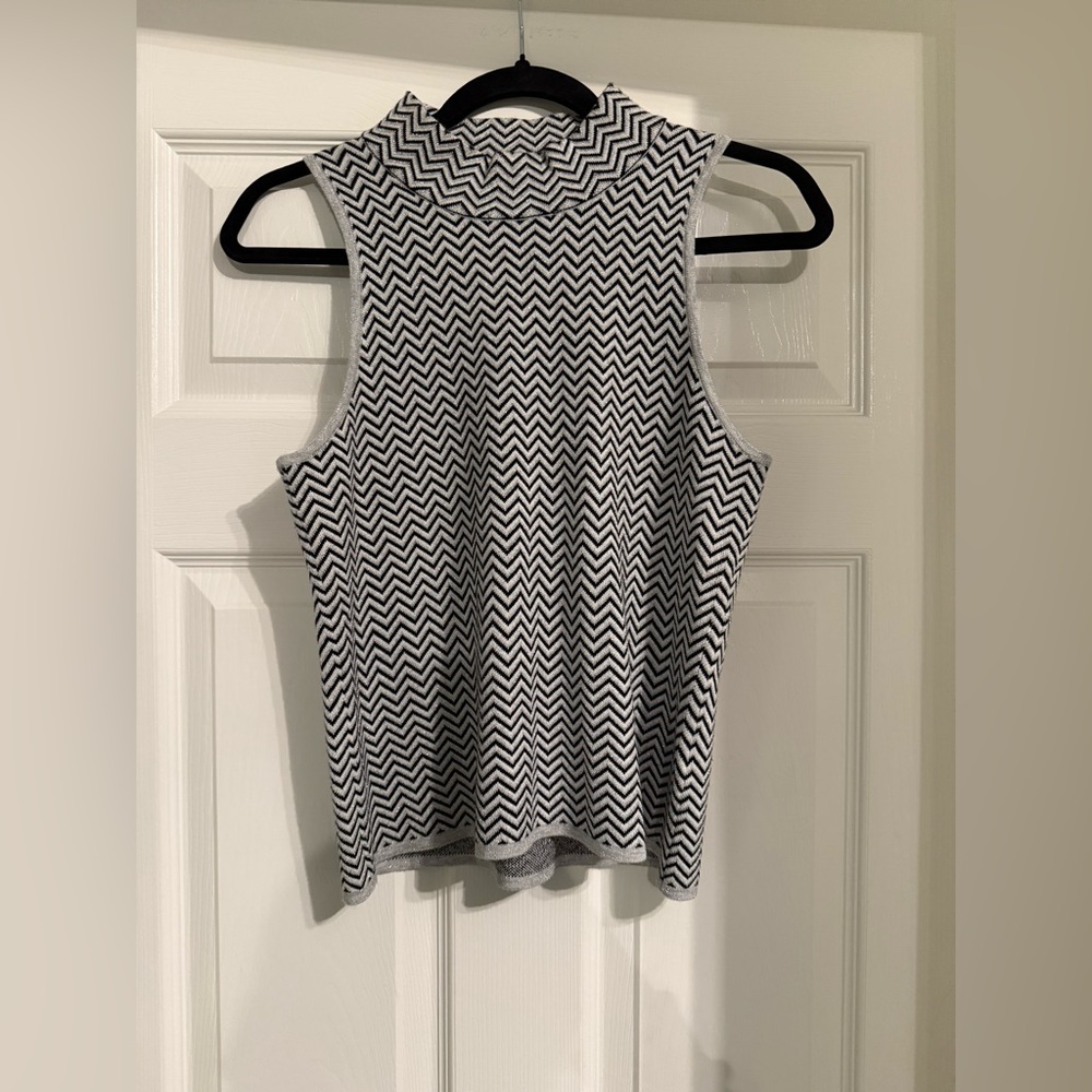 Minnie Rose Zigzag Tank Top - Black, Silver and White